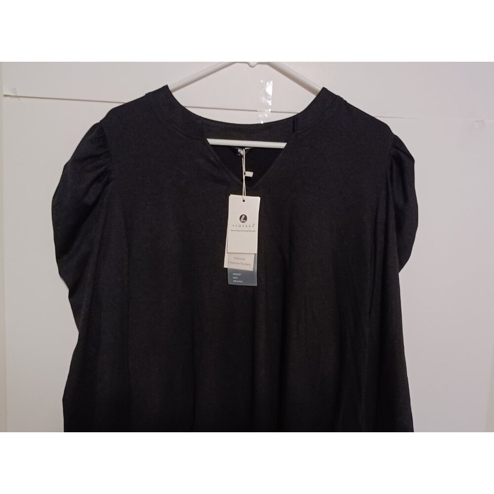 LUYAA Women's V Neck Blouse Long Sleeve Casual Workwear Loose Size XL - Picture 2 of 6